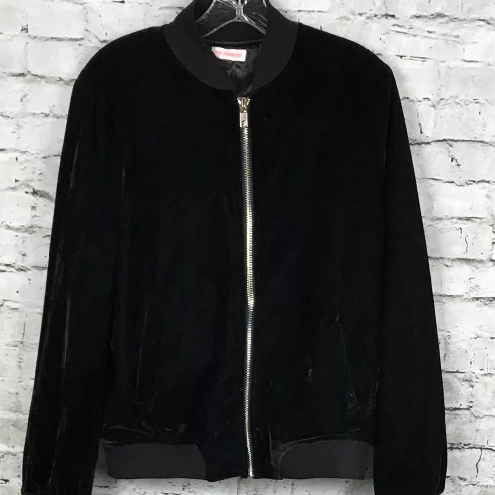 Re-named Black Velour bomber jacket‎ Large